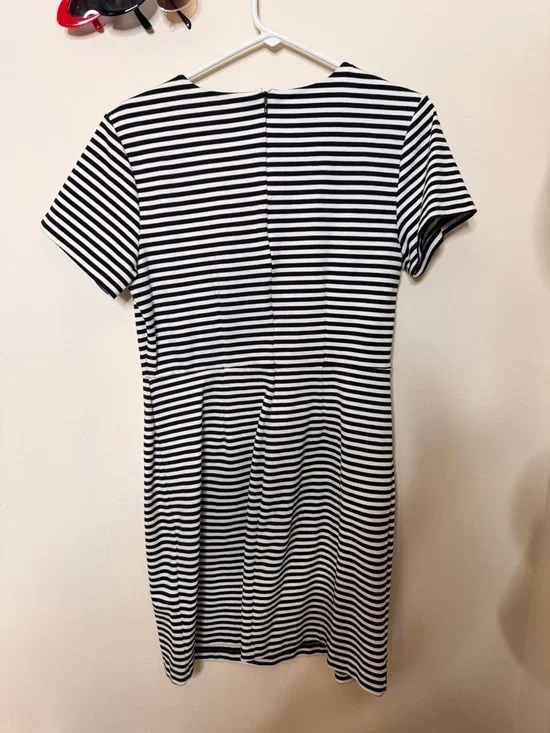 Old Navy Black & White Striped Midi Dress - Picture 2 of 2